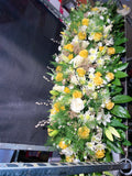 Casket Arrangement Yellow and White