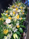 Casket Arrangement Yellow and White