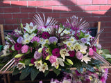Casket Arrangement Purple and White
