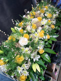 Casket Arrangement Yellow and White