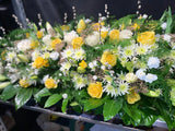 Casket Arrangement Yellow and White