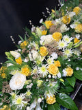 Casket Arrangement Yellow and White