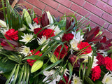 Casket Arrangement Red and White