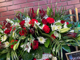 Casket Arrangement Red and White