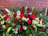 Casket Arrangement Red and White