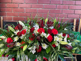 Casket Arrangement Red and White